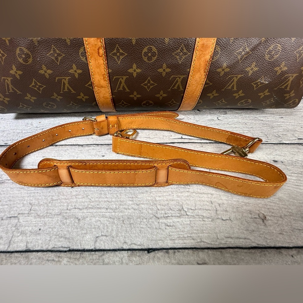 Louis Vuitton Keepall 50 Bandouliere brown monogram leather duffle travel bag - Picture 12 of 16